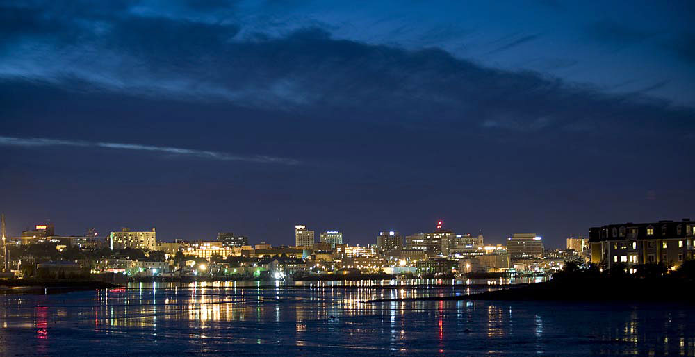 Portland, Maine skyline at night
